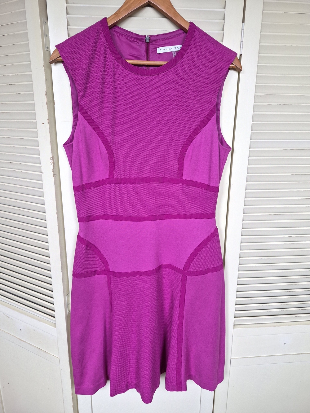 Trina Turk Magenta Pink Structured Fit and Flare Dress Size 8